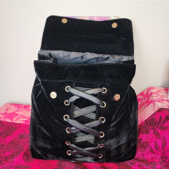 Midnight Lace Velvet Backpack. main image 6